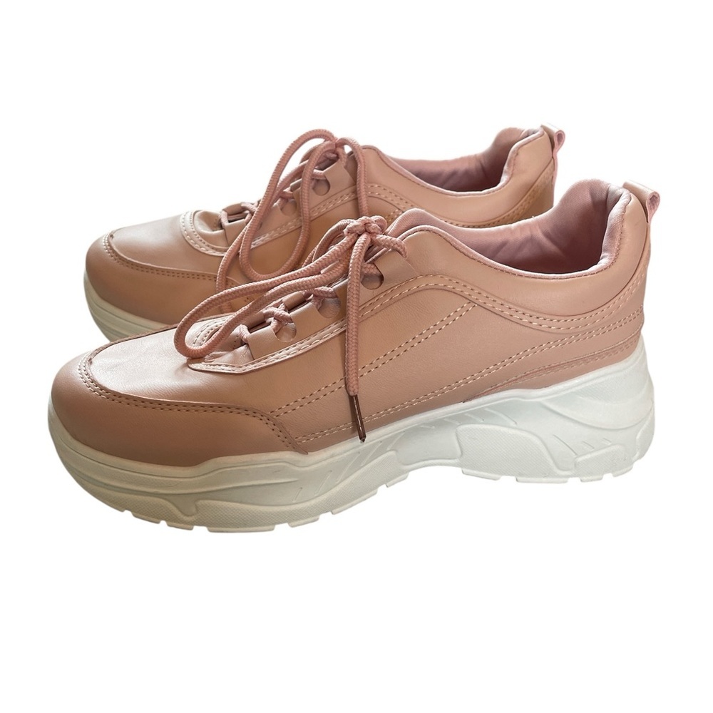 Unilady Pink Chunky Platform Sneakers Size 8.5 Y2K Retro 2” Wedge Heel - Picture 2 of 10